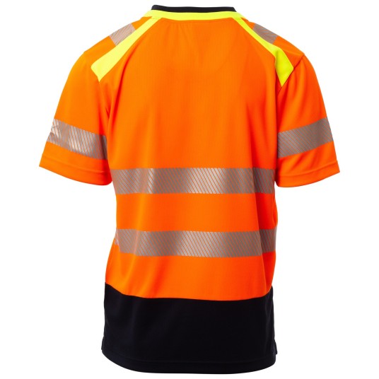 KOSZULKA T-SHIRT KRÓTKI RĘKAW ALLEY - POMARAŃCZOWY FLUO-GRANATOWY