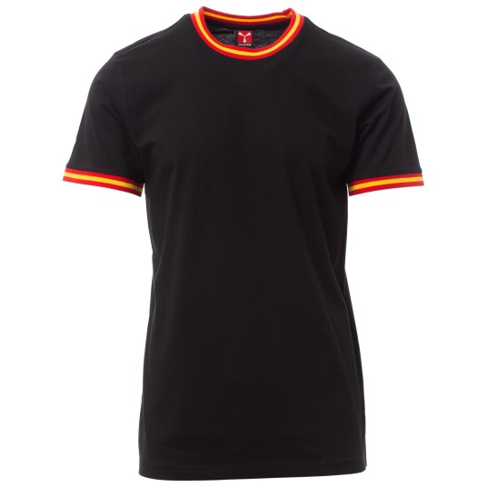 KOSZULKA T-SHIRT KRÓTKI RĘKAW FLAG - CZARNY-HISZPANIA