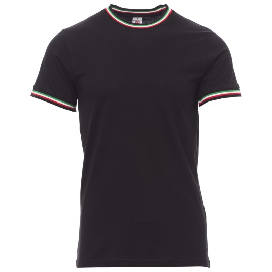 KOSZULKA T-SHIRT KRÓTKI RĘKAW FLAG - CZARNY-WŁOCHY