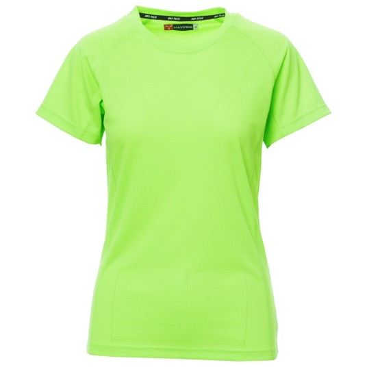 KOSZULKA T-SHIRT KRÓTKI RĘKAW RUNNER LADY - ZIELONY FLUO