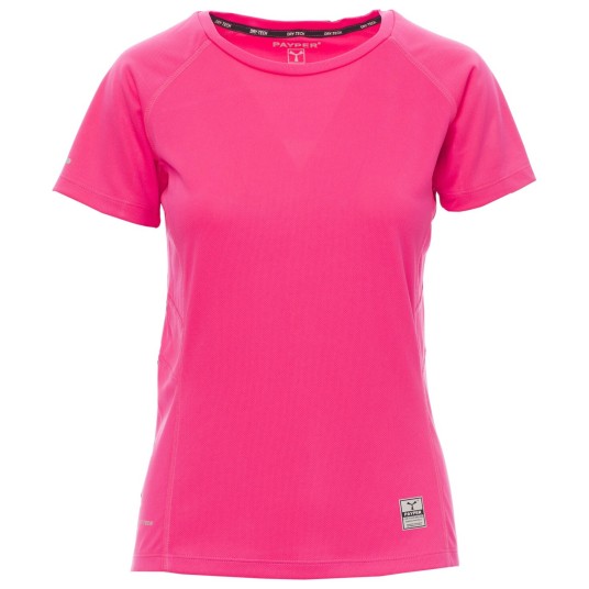 KOSZULKA T-SHIRT KRÓTKI RĘKAW RUNNING LADY - FUKSJOWY FLUO