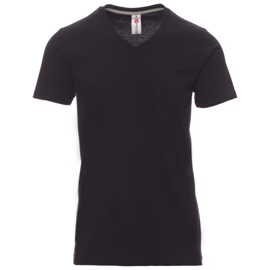KOSZULKA T-SHIRT KRÓTKI RĘKAW V-NECK - CZARNY