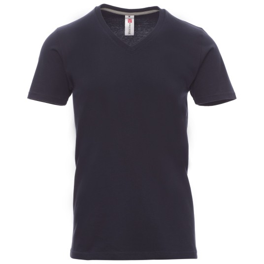 KOSZULKA T-SHIRT KRÓTKI RĘKAW V-NECK - GRANATOWY