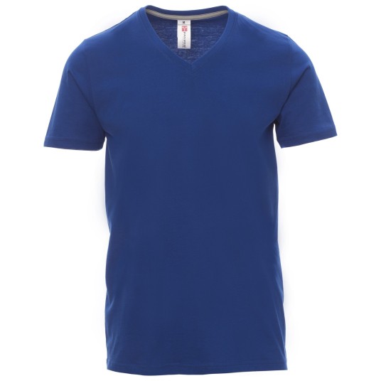 KOSZULKA T-SHIRT KRÓTKI RĘKAW V-NECK - KRÓLEWSKI NIEBIESKI