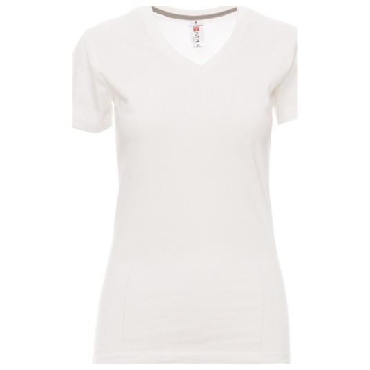 KOSZULKA T-SHIRT KRÓTKI RĘKAW V-NECK LADY - BIAŁY