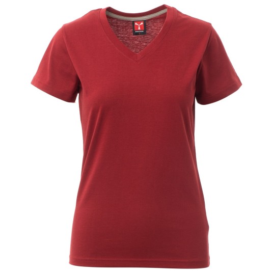 KOSZULKA T-SHIRT KRÓTKI RĘKAW V-NECK LADY - BORDOWY