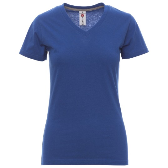 KOSZULKA T-SHIRT KRÓTKI RĘKAW V-NECK LADY - KRÓLEWSKI NIEBIESKI
