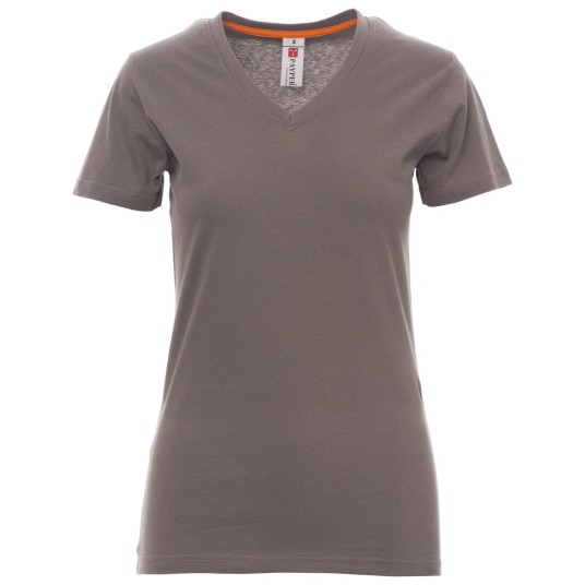 KOSZULKA T-SHIRT KRÓTKI RĘKAW V-NECK LADY - ZADYMIONY