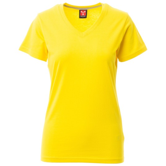 KOSZULKA T-SHIRT KRÓTKI RĘKAW V-NECK LADY - ŻÓŁTA