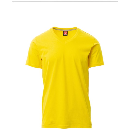 KOSZULKA T-SHIRT KRÓTKI RĘKAW V-NECK - ŻÓŁTA