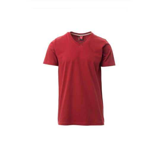 KOSZULKA T-SHIRT MĘSKA V-NECK - BORDOWY