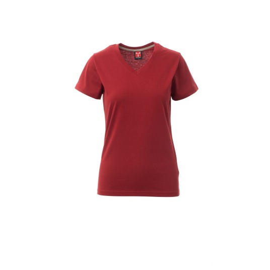 KOSZULKA T-SHIRT SEREK DAMSKA V-NECK LADY - BORDOWY
