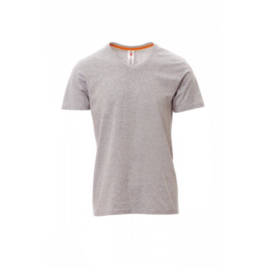KOSZULKA T-SHIRT SEREK MĘSKA V-NECK MELANGE - SZARY MELANŻ