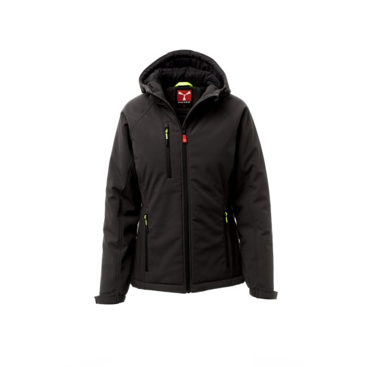 KURTKA OCIEPLANA SOFTSHELL Z KAPTUREM DAMSKA GALE PAD LADY - CZARNY/CZARNY