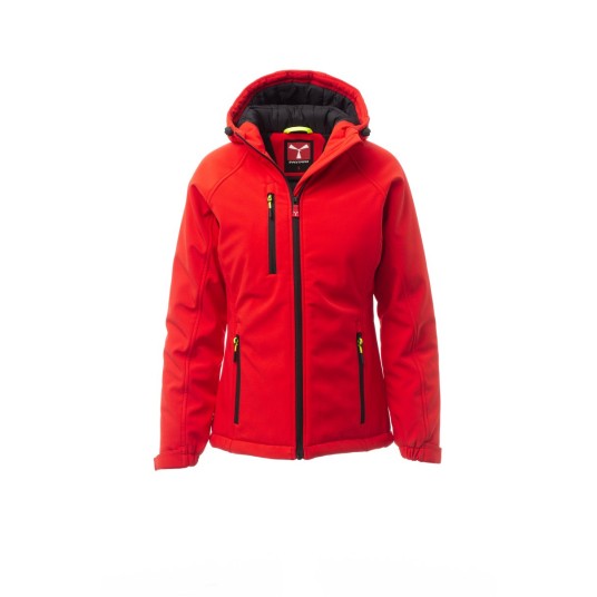 KURTKA OCIEPLANA SOFTSHELL Z KAPTUREM DAMSKA GALE PAD LADY - CZERWONY/CZARNY