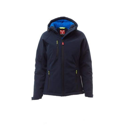 KURTKA OCIEPLANA SOFTSHELL Z KAPTUREM DAMSKA GALE PAD LADY - GRANATOWY/KRÓLEWSKI NIEBIESKI