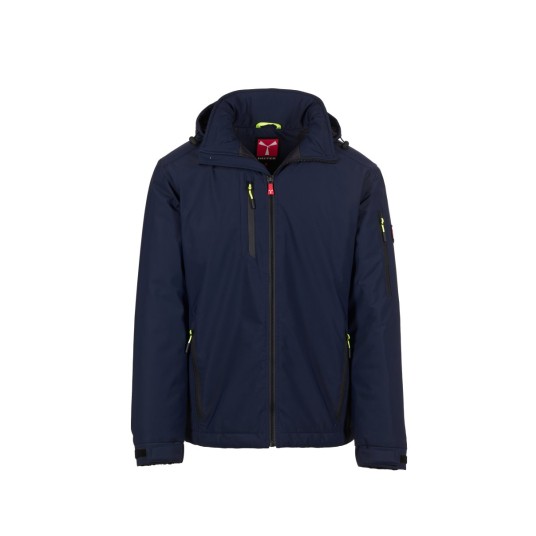 KURTKA OCIEPLANA SOFTSHELL Z KAPTUREM MĘSKA CREEK PAD ULTRALITE - GRANATOWY/CZARNY