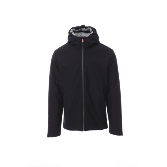 KURTKA OCIEPLANA SOFTSHELL Z KAPTUREM MĘSKA OREGON - CZARNY/SZARY STALOWY