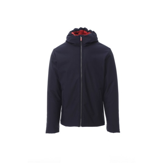 KURTKA OCIEPLANA SOFTSHELL Z KAPTUREM MĘSKA OREGON - GRANATOWY/CZERWONY