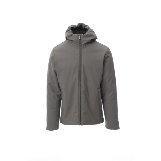 KURTKA OCIEPLANA SOFTSHELL Z KAPTUREM MĘSKA OREGON - ZADYMIONY/CZARNY