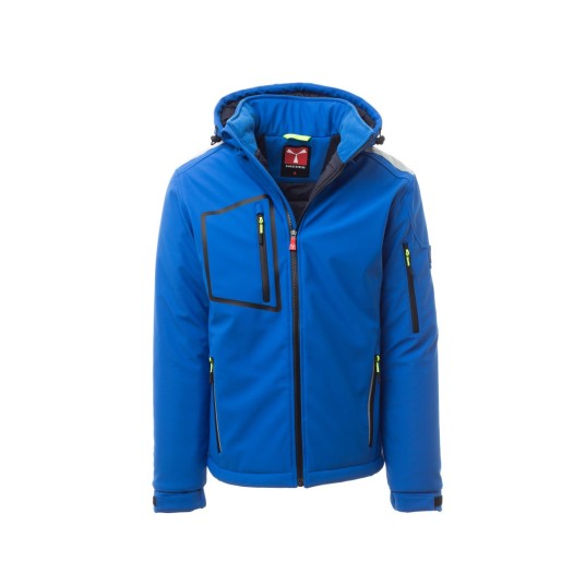 KURTKA OCIEPLANA SOFTSHELL Z KAPTUREM MĘSKA STREAM PAD - KRÓLEWSKI NIEBIESKI/GRANATOWY