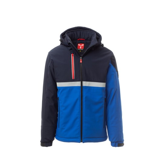 KURTKA OCIEPLANA SOFTSHELL Z KAPTUREM MĘSKA WISE PAD - KRÓLEWSKI NIEBIESKI/GRANATOWY