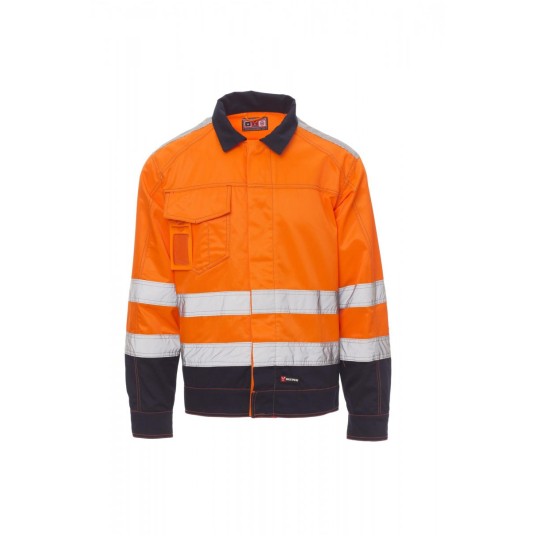 KURTKA ODBLASKOWA MĘSKA SAFE HI-VI - POMARAŃCZOWY FLUO/GRANATOWY