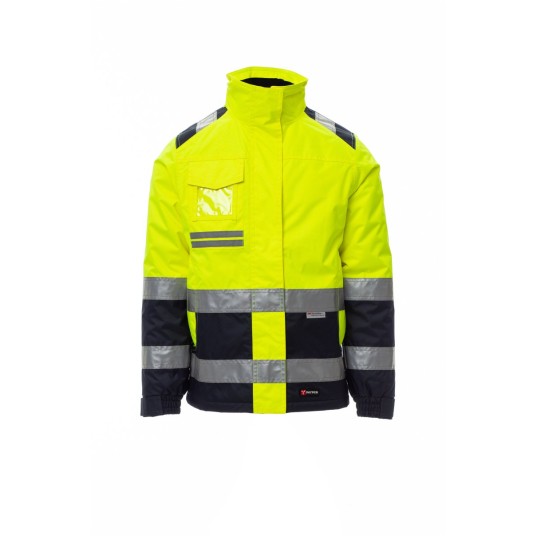 KURTKA ODBLASKOWA OCIEPLANA DAMSKA HISPEED LADY - ŻÓŁTY FLUO/GRANATOWY