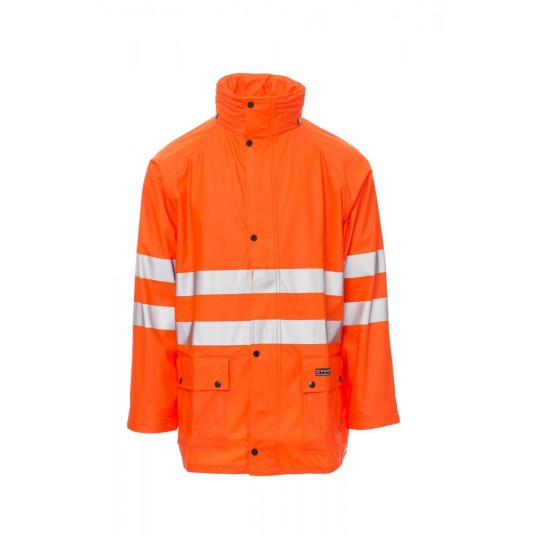 KURTKA PRZECIWDESZCZOWA ODBLASKOWA MĘSKA RIVER-JACKET - POMARAŃCZOWY FLUO