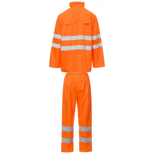 KURTKA PRZECIWDESZCZOWA OSTRZEGAWCZA HIVIS HI-VI RAINSET - POMARAŃCZOWY FLUO