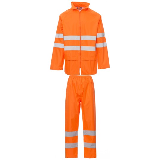 KURTKA PRZECIWDESZCZOWA OSTRZEGAWCZA HIVIS HI-VI RAINSET - POMARAŃCZOWY FLUO