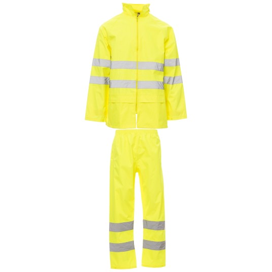 KURTKA PRZECIWDESZCZOWA OSTRZEGAWCZA HIVIS HI-VI RAINSET - ŻÓŁTY FLUO