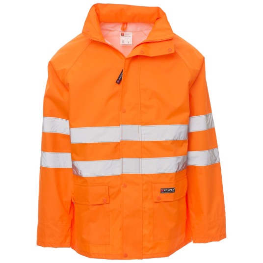 KURTKA PRZECIWDESZCZOWA OSTRZEGAWCZA HIVIS HURRICANE-JACKET - POMARAŃCZOWY FLUO
