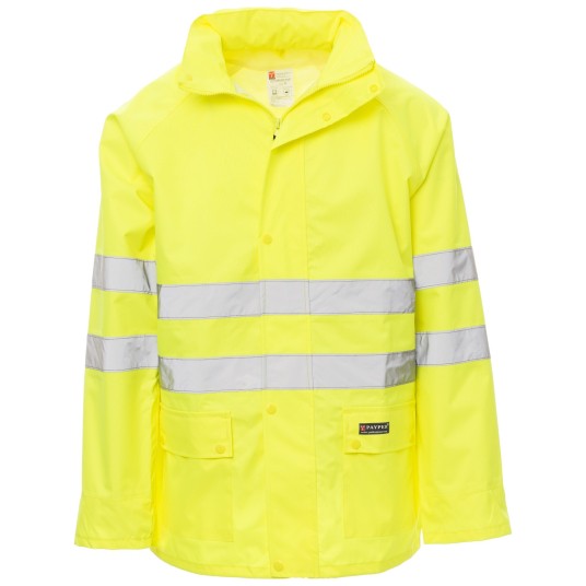 KURTKA PRZECIWDESZCZOWA OSTRZEGAWCZA HIVIS HURRICANE-JACKET - ŻÓŁTY FLUO