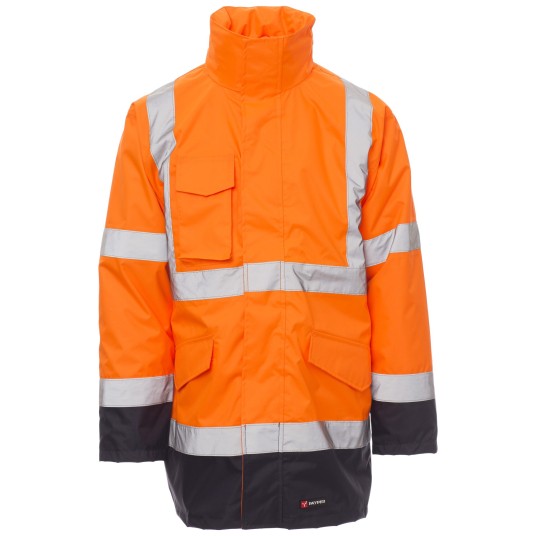 KURTKA ROBOCZA OSTRZEGAWCZA HIVIS DOCKYARD - POMARAŃCZOWY FLUO-GRANATOWY