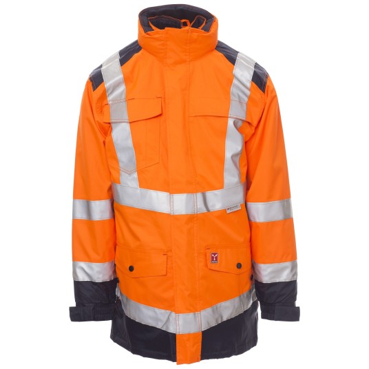 KURTKA ROBOCZA OSTRZEGAWCZA HIVIS HISAFE - POMARAŃCZOWY FLUO-GRANATOWY