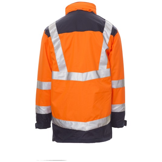 KURTKA ROBOCZA OSTRZEGAWCZA HIVIS HISAFE - POMARAŃCZOWY FLUO-GRANATOWY