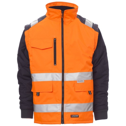 KURTKA ROBOCZA OSTRZEGAWCZA HIVIS HIWAY - POMARAŃCZOWY FLUO-GRANATOWY