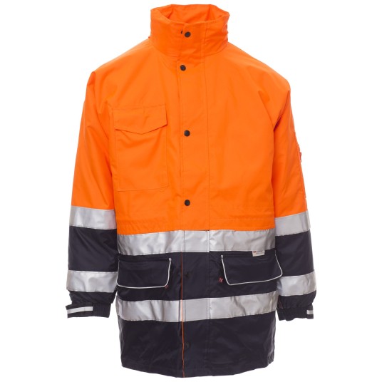 KURTKA ROBOCZA OSTRZEGAWCZA HIVIS SECURITY - POMARAŃCZOWY FLUO-GRANATOWY