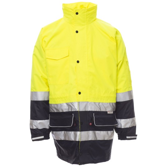 KURTKA ROBOCZA OSTRZEGAWCZA HIVIS SECURITY - ŻÓŁTY FLUO-GRANATOWY