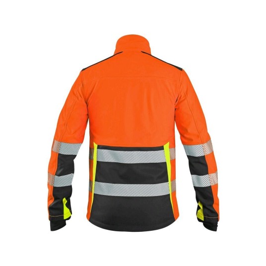 KURTKA SOFTSHELL CXS BENSON OSTRZEGAWCZA - POMARAŃCZOWO-CZARNY