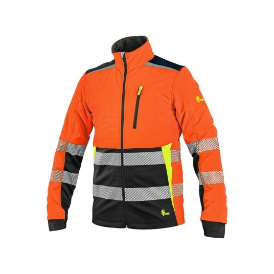 KURTKA SOFTSHELL CXS BENSON OSTRZEGAWCZA - POMARAŃCZOWO-CZARNY