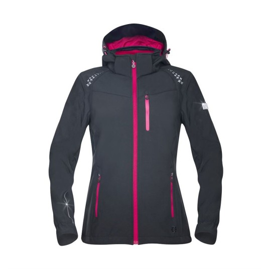 KURTKA SOFTSHELL FLORET DAMSKA - CZARNO-RÓŻOWY