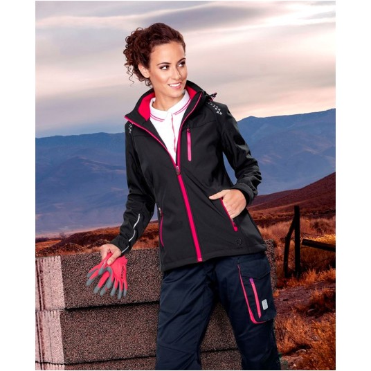 KURTKA SOFTSHELL FLORET DAMSKA - CZARNO-RÓŻOWY