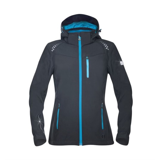 KURTKA SOFTSHELL FLORET DAMSKA - CZARNO-TURKUSOWY