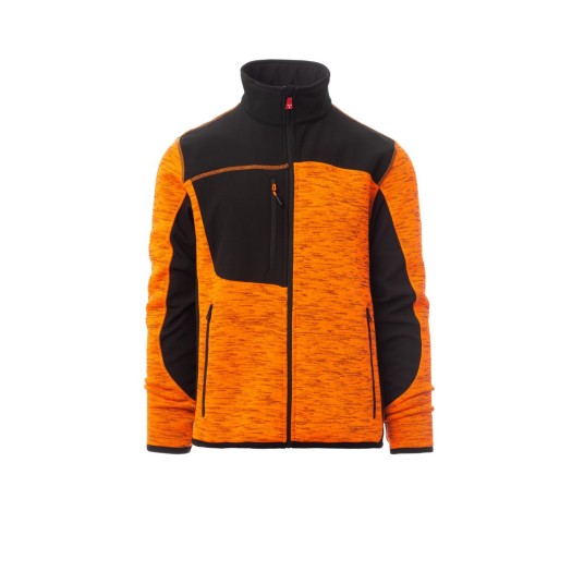 KURTKA SOFTSHELL MĘSKA TRAVEL - POMARAŃCZOWY FLUO/CZARNY