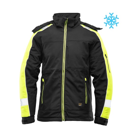 KURTKA SOFTSHELL OCIEPLANA SEVEN KINGS RIVAL - CZARNY-ŻÓŁTY