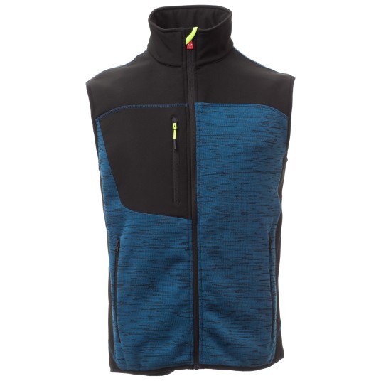 KURTKA SOFTSHELL TOUR - NIEBIESKI MELANŻ-CZARNO-ŻÓŁTY FLUO