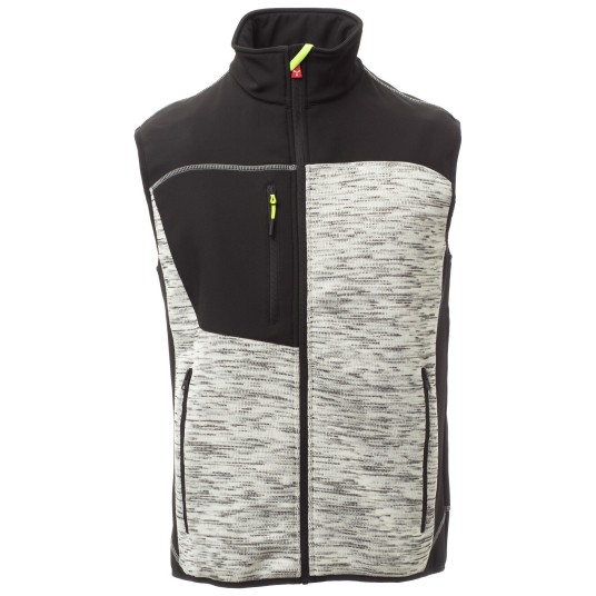 KURTKA SOFTSHELL TOUR - SZARY MELANŻ-CZARNO-ŻÓŁTY FLUO