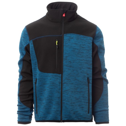 KURTKA SOFTSHELL TRAVEL - NIEBIESKI MELANŻ-CZARNO